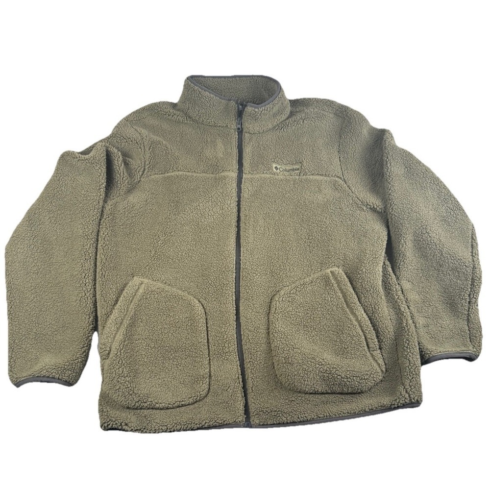 Columbia Men's Rugged Ridge II Sherpa Full Zip Fleece Jacket XL‎ Stone Green